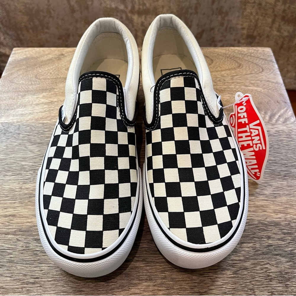 Vans Slip-on CheckerBoard Shoe Regular width, Color  Black/Off White